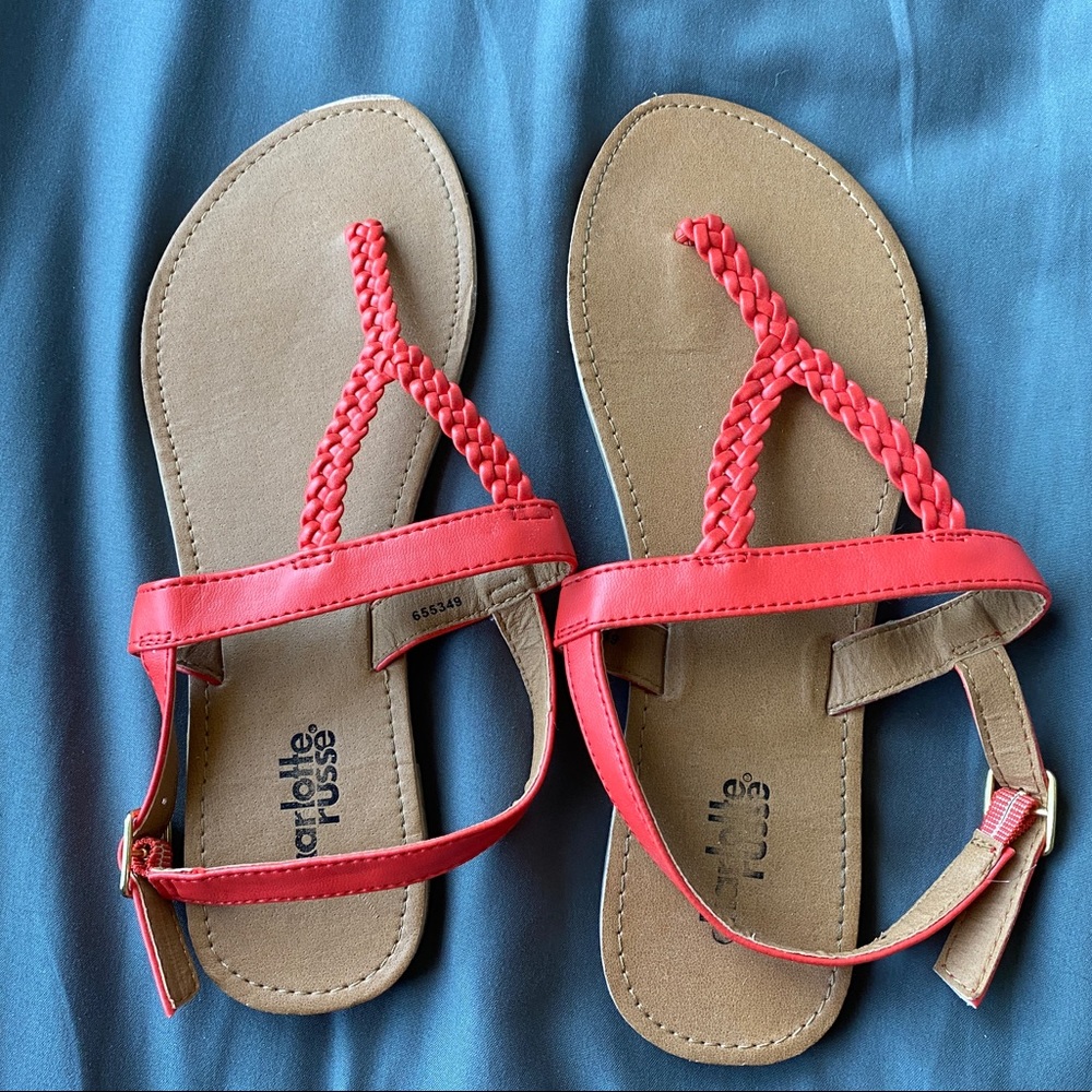 Coral braided sandals
